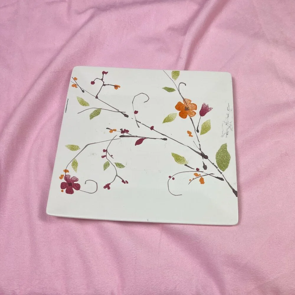 Crate and Barrel Floral Porcelain plate=